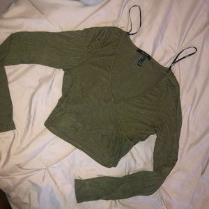 ❌SOLD❌Olive green ribbed crop top size large